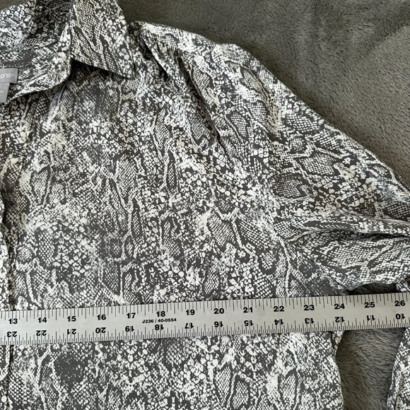 Chico's Snake Print Blouse Top Shirt Gray Women's 3 US XL 16/18 - Picture 6 of 7